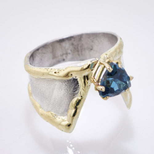 14K Gold & Crystalline Silver London Blue Topaz Ring - 33261-Shelli Kahl-Renee Taylor Gallery