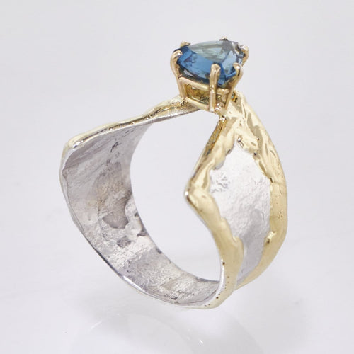 14K Gold & Crystalline Silver London Blue Topaz Ring - 33261-Shelli Kahl-Renee Taylor Gallery