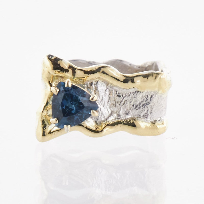 14K Gold & Crystalline Silver London Blue Topaz Ring - 33262-Fusion Designs-Renee Taylor Gallery