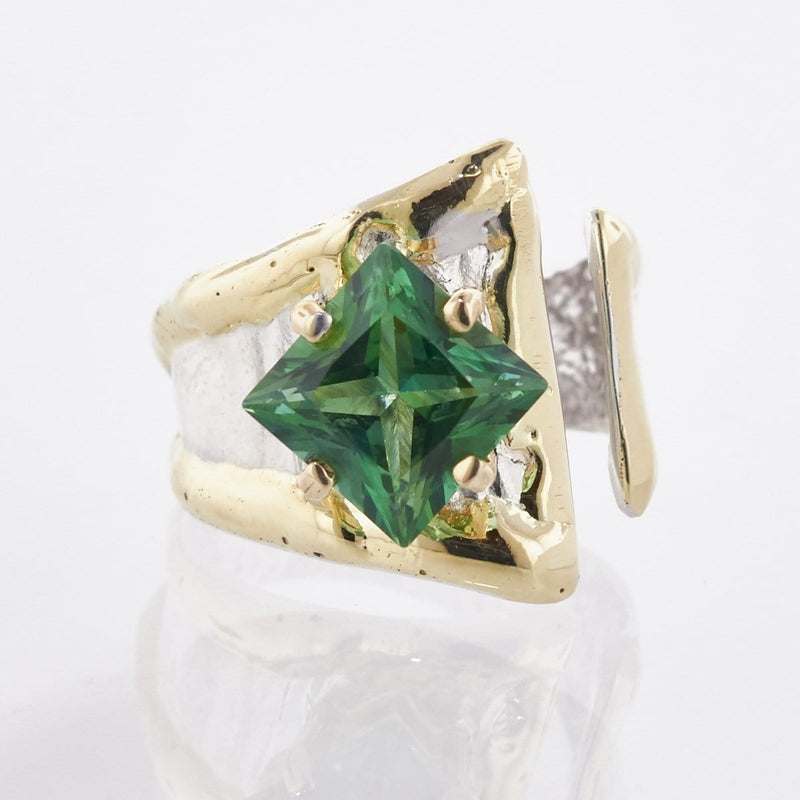 14K Gold & Crystalline Silver Rainforest Green Topaz Ring - 33266-Fusion Designs-Renee Taylor Gallery