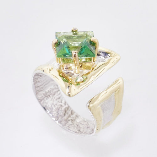 14K Gold & Crystalline Silver Rainforest Green Topaz Ring - 33266-Shelli Kahl-Renee Taylor Gallery