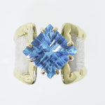 14K Gold & Crystalline Silver Blue Topaz Ring - 33270-Shelli Kahl-Renee Taylor Gallery