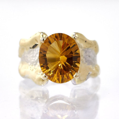 14K Gold & Crystalline Silver Citrine Ring - 33271-Shelli Kahl-Renee Taylor Gallery