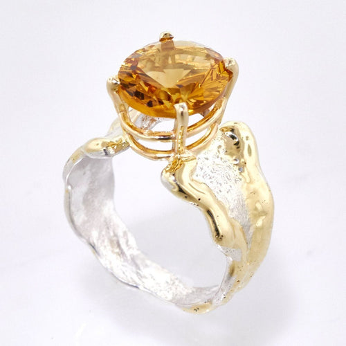 14K Gold & Crystalline Silver Citrine Ring - 33271-Shelli Kahl-Renee Taylor Gallery