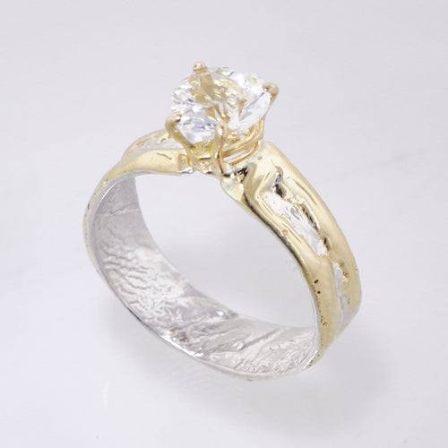 14K Gold & Crystalline Silver White Topaz Heart Ring - 33273-Shelli Kahl-Renee Taylor Gallery