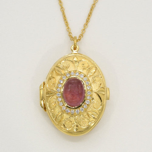 Marika Diamond, Pink TourMline & 14k Gold Necklace - M6089-Marika-Renee Taylor Gallery