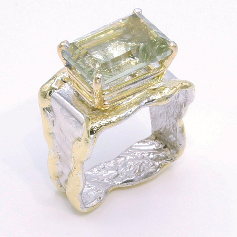14K Gold & Crystalline Silver Prasiolite Ring - 34496-Shelli Kahl-Renee Taylor Gallery