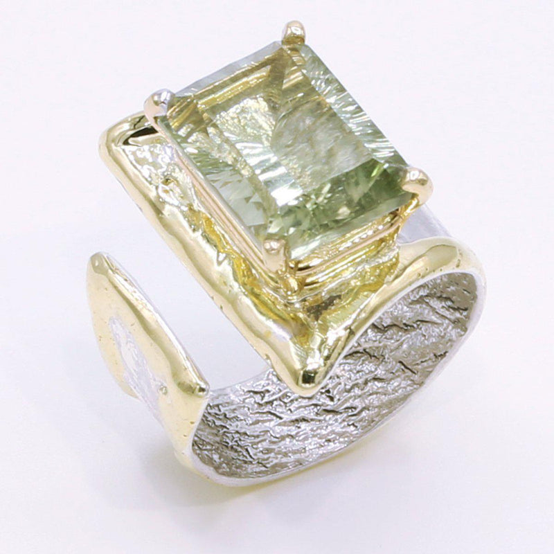 14K Gold & Crystalline Silver Prasiolite Ring - 34497-Shelli Kahl-Renee Taylor Gallery
