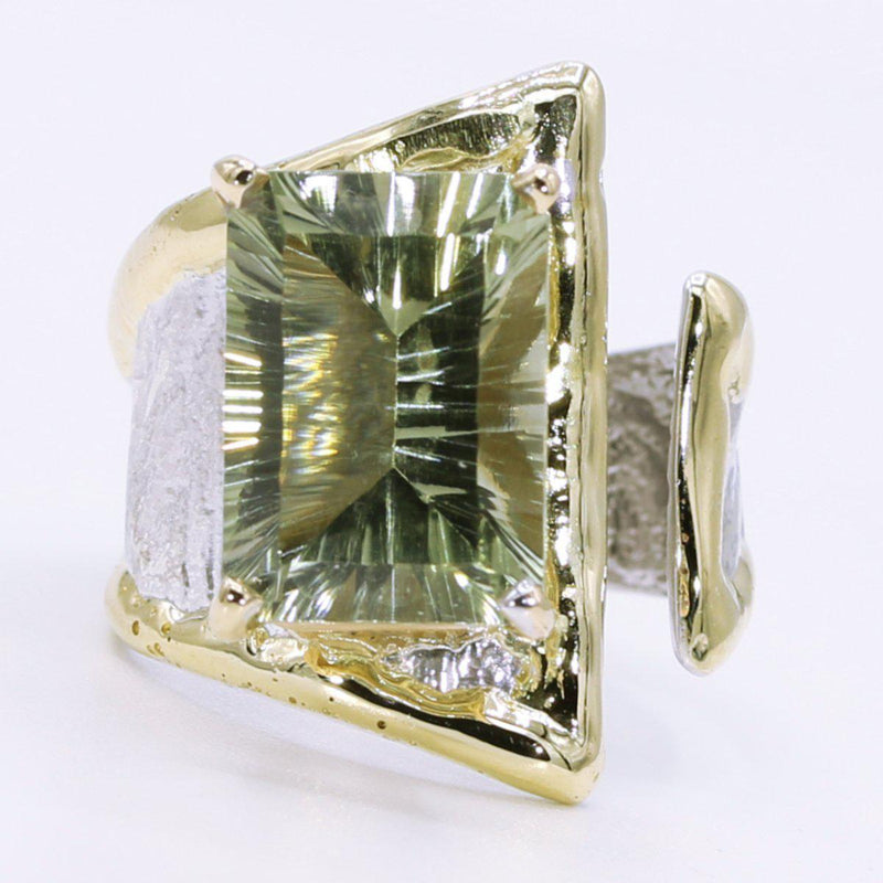 14K Gold & Crystalline Silver Prasiolite Ring - 34497-Shelli Kahl-Renee Taylor Gallery