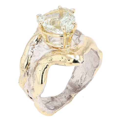 14K Gold & Crystalline Silver Prasiolite Ring - 34499-Shelli Kahl-Renee Taylor Gallery