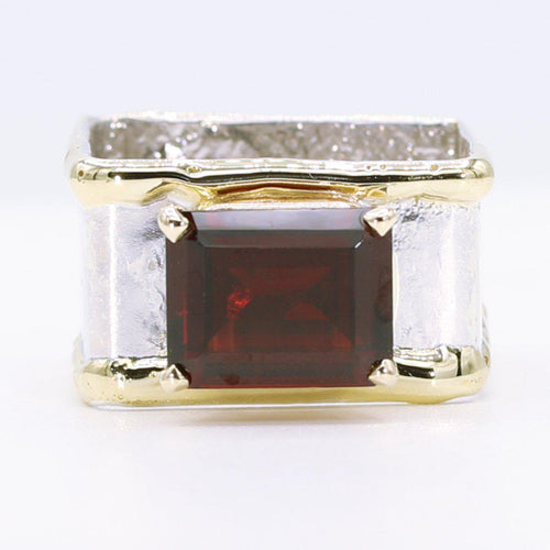14K Gold & Crystalline Silver Garnet Ring - 34503-Shelli Kahl-Renee Taylor Gallery