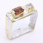 14K Gold & Crystalline Silver Garnet & Diamond Ring - 34504-Shelli Kahl-Renee Taylor Gallery