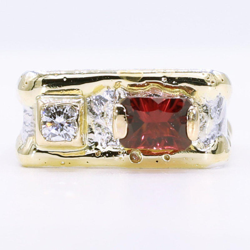 14K Gold & Crystalline Silver Garnet & Diamond Ring - 34504-Shelli Kahl-Renee Taylor Gallery