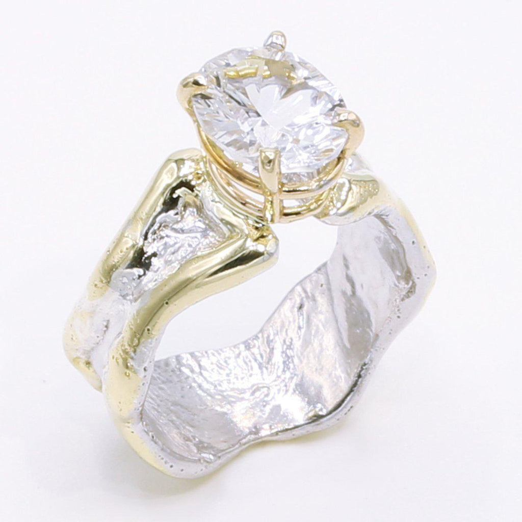 14K Gold & Crystalline Silver White Topaz Ring - 34506-Shelli Kahl-Renee Taylor Gallery