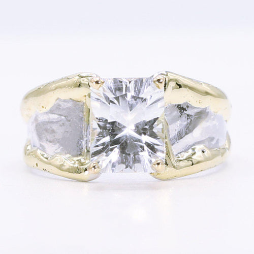 14K Gold & Crystalline Silver White Topaz Ring - 34507-Shelli Kahl-Renee Taylor Gallery
