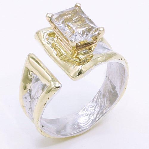 14K Gold & Crystalline Silver White Topaz Ring - 34508-Shelli Kahl-Renee Taylor Gallery
