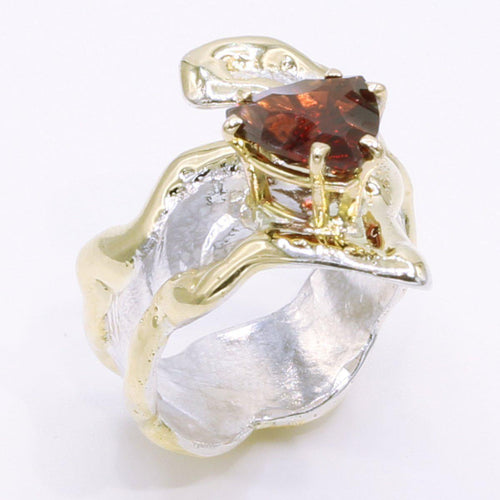 14K Gold & Crystalline Silver Garnet Ring - 34510-Shelli Kahl-Renee Taylor Gallery
