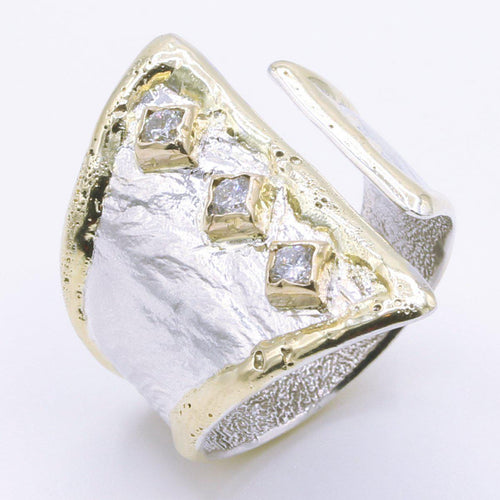 14K Gold & Crystalline Silver Diamond Ring - 34527-Shelli Kahl-Renee Taylor Gallery