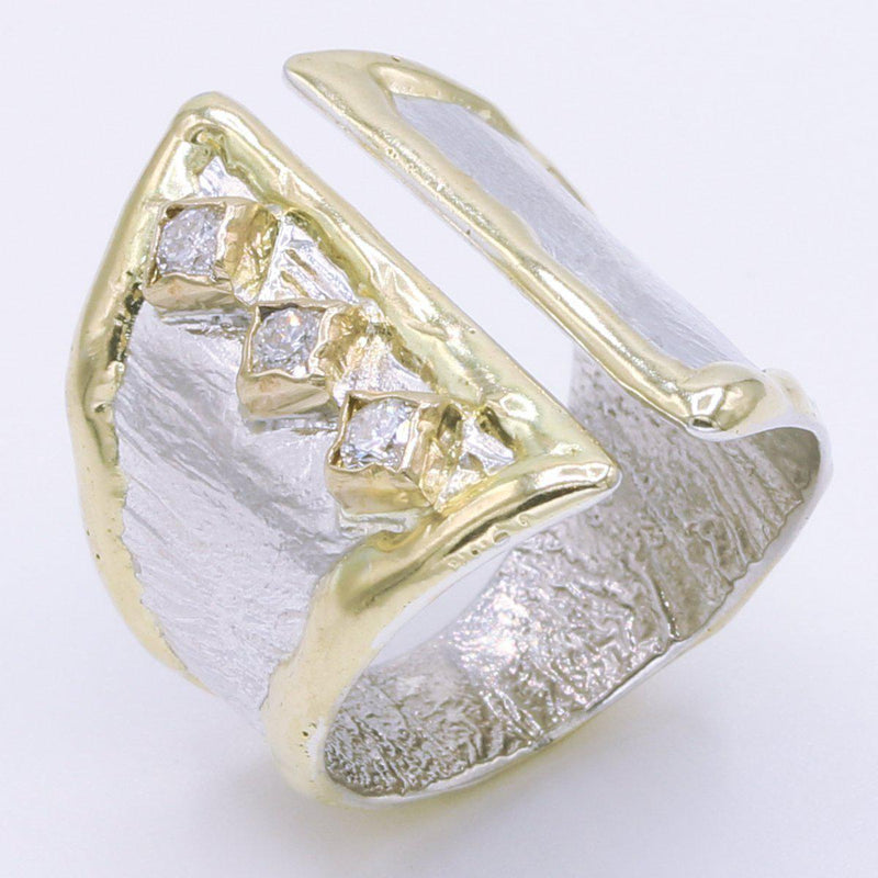 14K Gold & Crystalline Silver Diamond Ring - 34528-Shelli Kahl-Renee Taylor Gallery