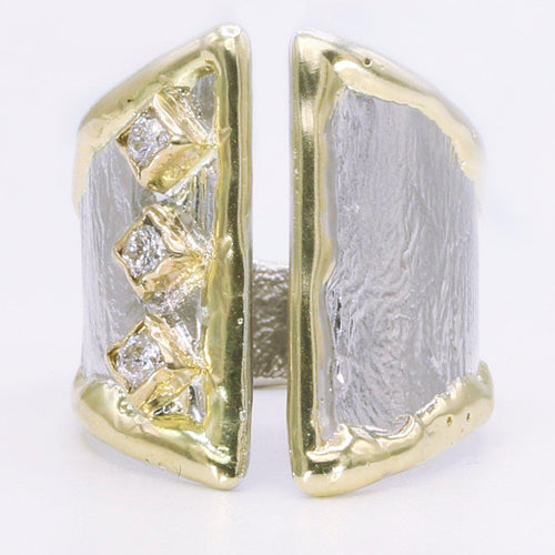 14K Gold & Crystalline Silver Diamond Ring - 34528-Shelli Kahl-Renee Taylor Gallery