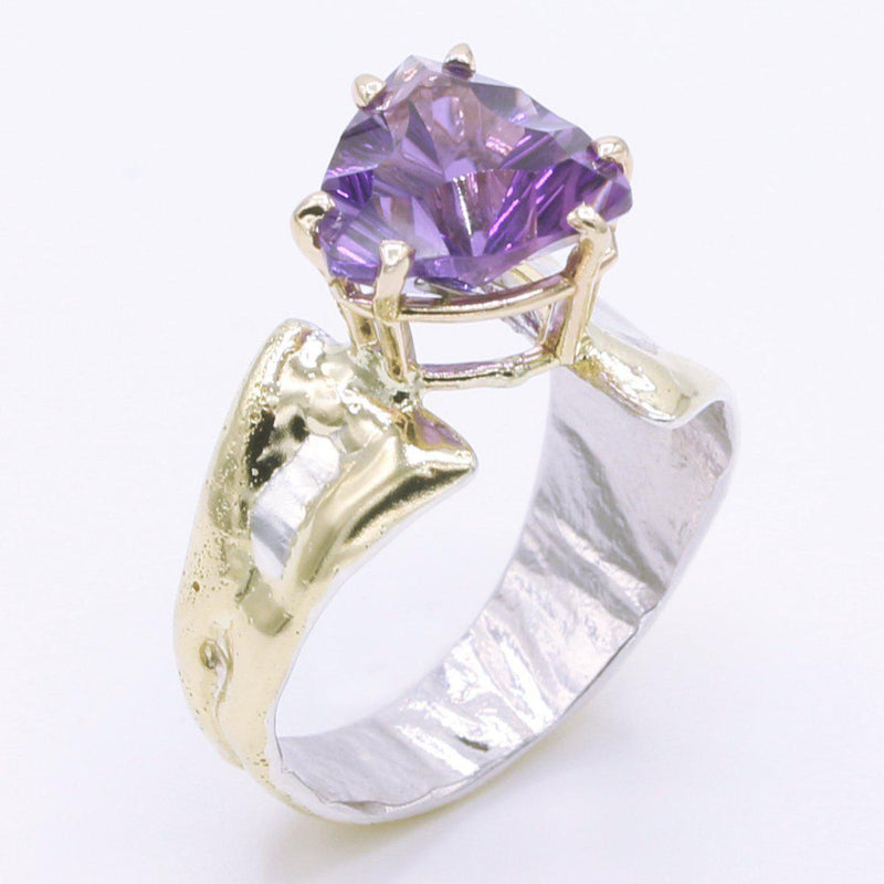 14K Gold & Crystalline Silver Amethyst Ring - 34532-Shelli Kahl-Renee Taylor Gallery