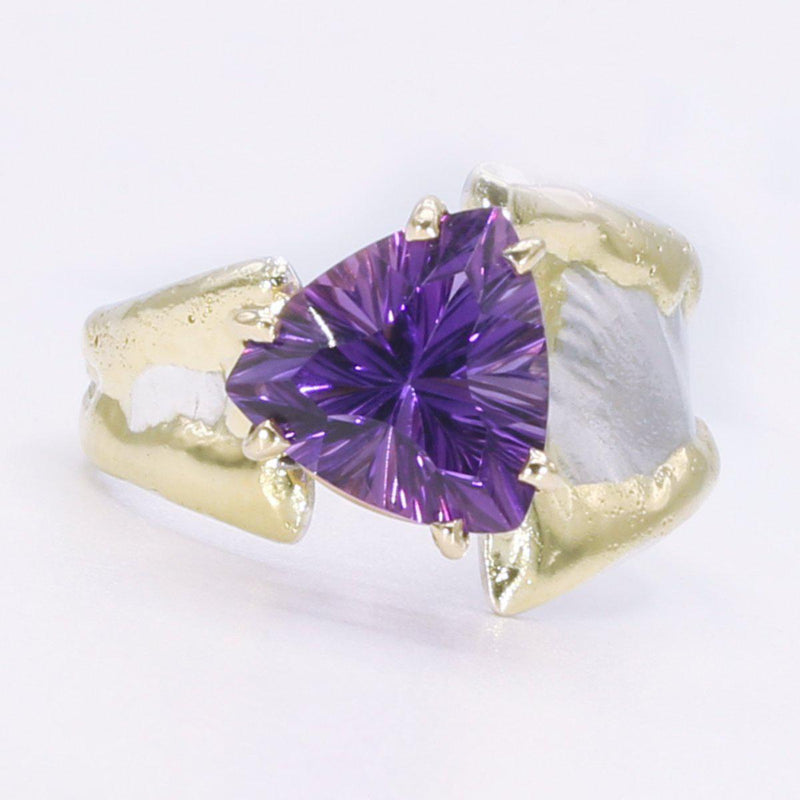 14K Gold & Crystalline Silver Amethyst Ring - 34532-Shelli Kahl-Renee Taylor Gallery