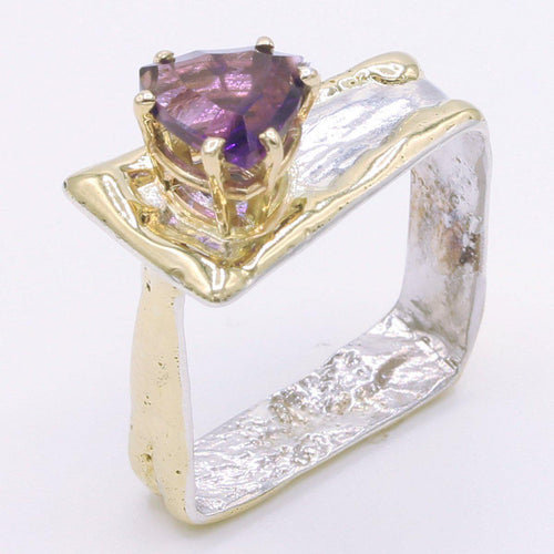 14K Gold & Crystalline Silver Amethyst Ring - 34534-Shelli Kahl-Renee Taylor Gallery
