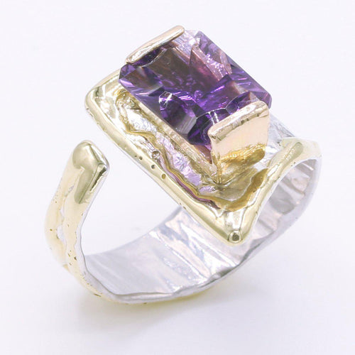 14K Gold & Crystalline Silver Amethyst Ring - 34536-Shelli Kahl-Renee Taylor Gallery