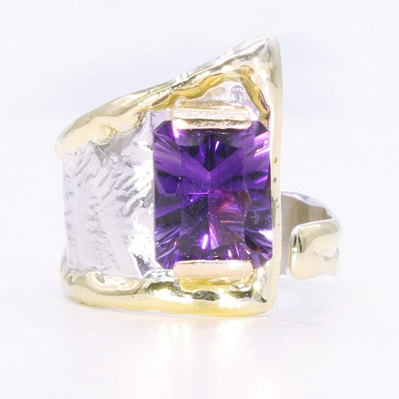 14K Gold & Crystalline Silver Amethyst Ring - 34536-Shelli Kahl-Renee Taylor Gallery