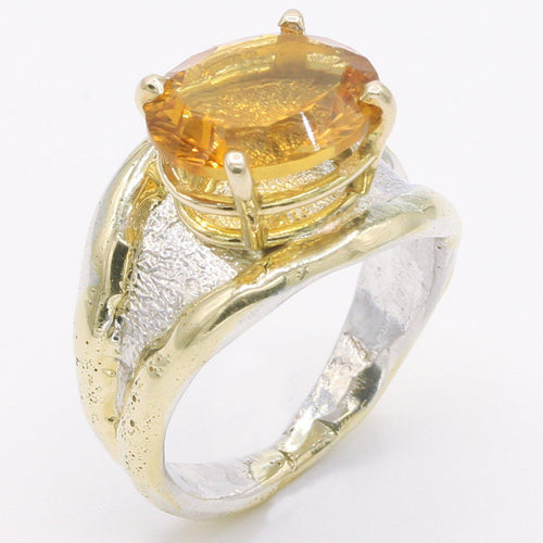 14K Gold & Crystalline Silver Citrine Ring - 34537-Shelli Kahl-Renee Taylor Gallery