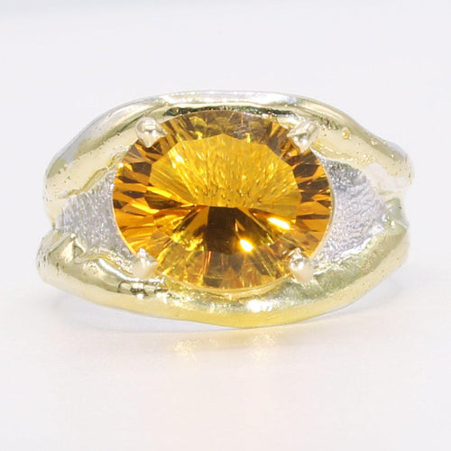 14K Gold & Crystalline Silver Citrine Ring - 34537-Shelli Kahl-Renee Taylor Gallery