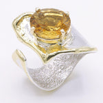 14K Gold & Crystalline Silver Citrine Ring - 34538-Shelli Kahl-Renee Taylor Gallery