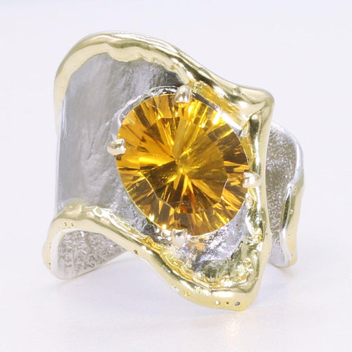 14K Gold & Crystalline Silver Citrine Ring - 34538-Shelli Kahl-Renee Taylor Gallery