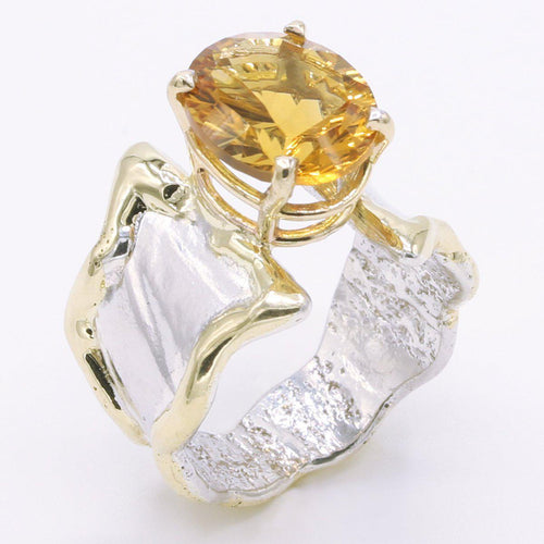 14K Gold & Crystalline Silver Citrine Ring - 34539-Shelli Kahl-Renee Taylor Gallery