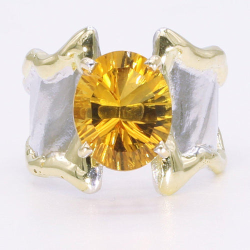 14K Gold & Crystalline Silver Citrine Ring - 34539-Shelli Kahl-Renee Taylor Gallery