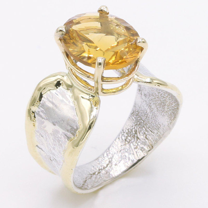 14K Gold & Crystalline Silver Citrine Ring - 34540-Shelli Kahl-Renee Taylor Gallery
