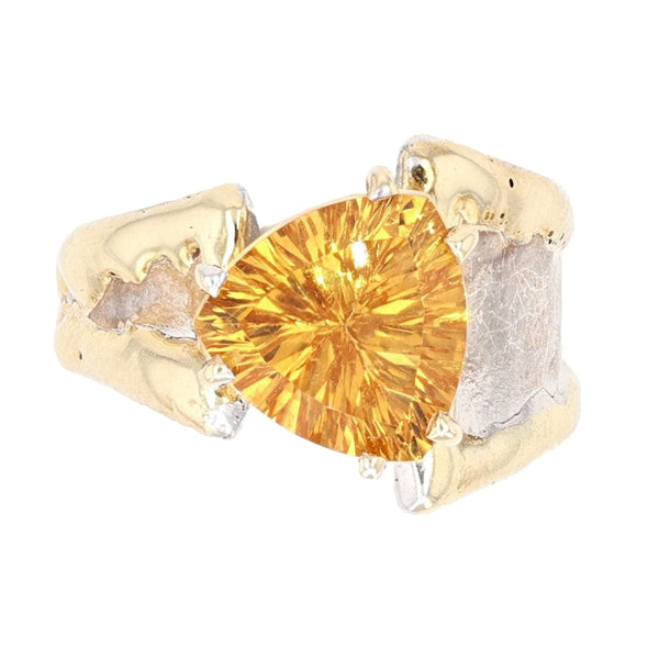 14K Gold & Crystalline Silver Citrine Ring - 34541 - Shelli Kahl