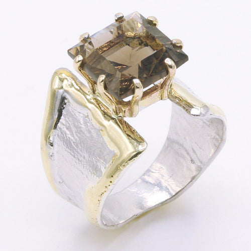 14K Gold & Crystalline Silver Smoky Quartz Ring - 34543-Shelli Kahl-Renee Taylor Gallery