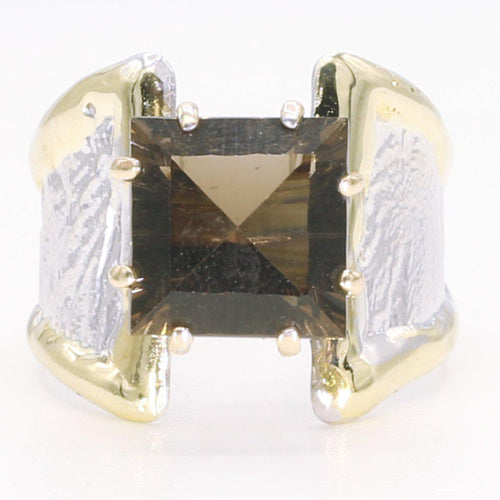 14K Gold & Crystalline Silver Smoky Quartz Ring - 34543-Shelli Kahl-Renee Taylor Gallery