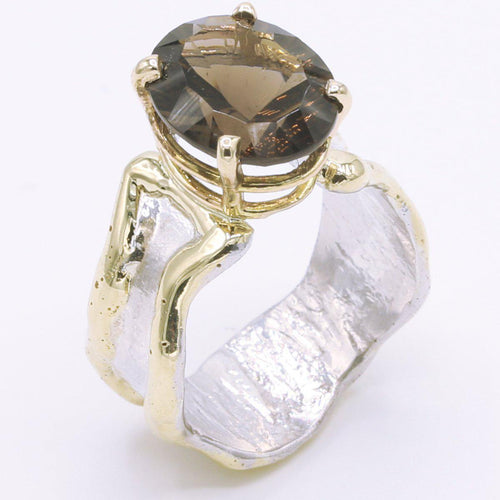 14K Gold & Crystalline Silver Smoky Quartz Ring - 34545-Shelli Kahl-Renee Taylor Gallery