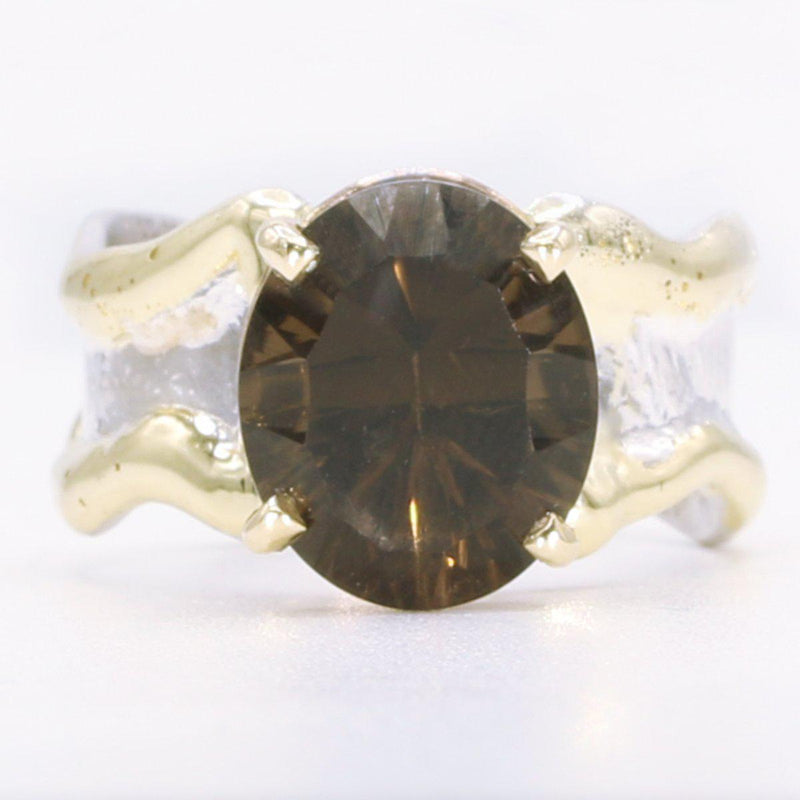 14K Gold & Crystalline Silver Smoky Quartz Ring - 34545-Shelli Kahl-Renee Taylor Gallery