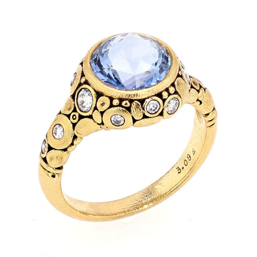 18K "Circle Set" Blue Sapphire & Diamond Ring - R-84D-Alex Sepkus-Renee Taylor Gallery