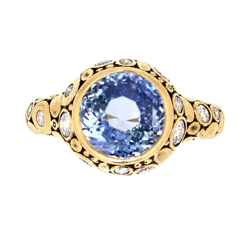 18K "Circle Set" Blue Sapphire & Diamond Ring - R-84D-Alex Sepkus-Renee Taylor Gallery