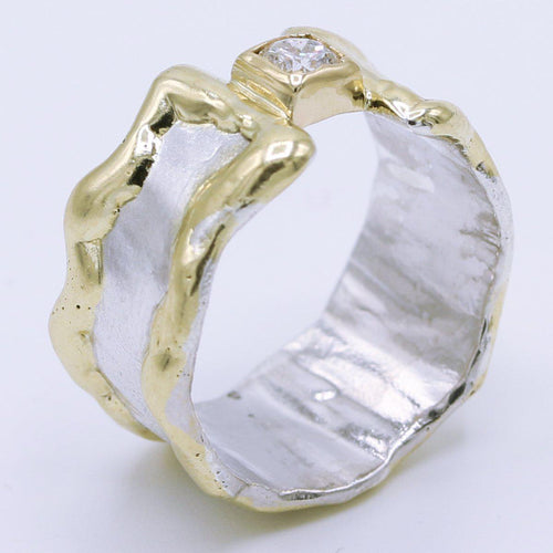 14K Gold & Crystalline Silver Diamond Ring - 34894-Shelli Kahl-Renee Taylor Gallery