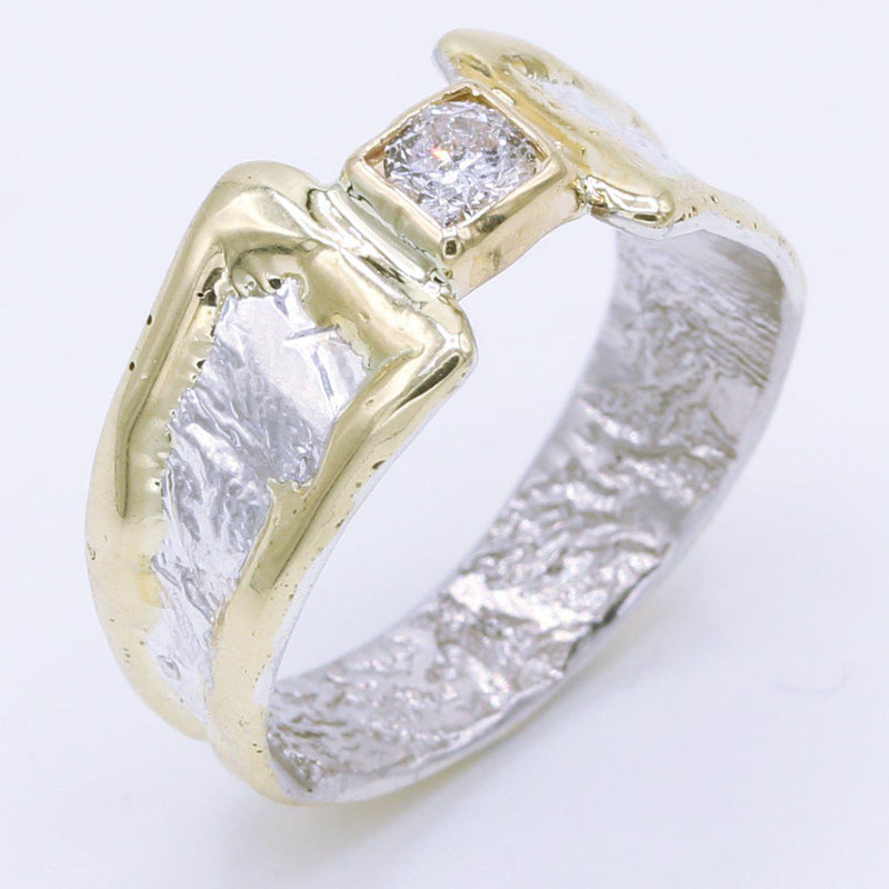 14K Gold & Crystalline Silver Diamond Ring - 34895-Shelli Kahl-Renee Taylor Gallery
