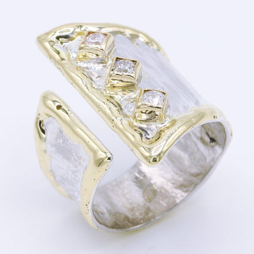 14K Gold & Crystalline Silver Diamond Ring - 34896-Shelli Kahl-Renee Taylor Gallery