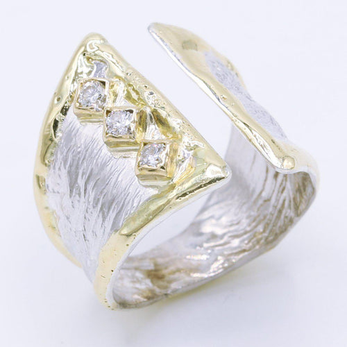 14K Gold & Crystalline Silver Diamond Ring - 34897-Shelli Kahl-Renee Taylor Gallery