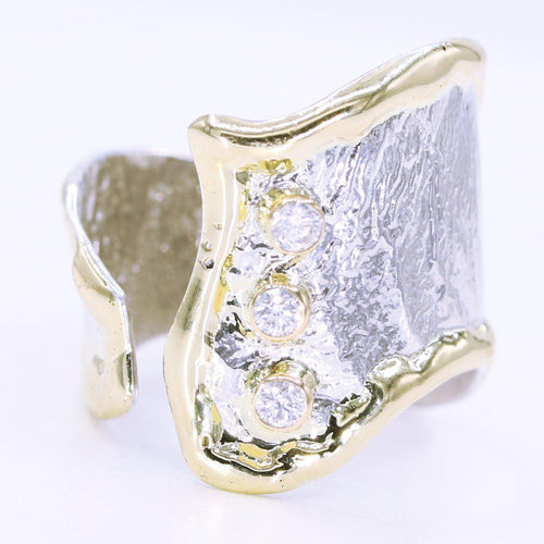 14K Gold & Crystalline Silver Diamond Ring - 34899-Shelli Kahl-Renee Taylor Gallery