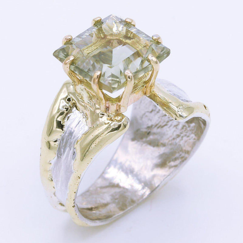 14K Gold & Crystalline Silver Prasiolite Ring - 34900-Shelli Kahl-Renee Taylor Gallery