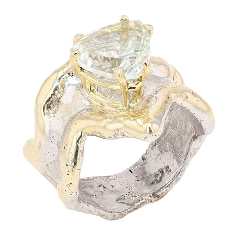 14K Gold & Crystalline Silver Prasiolite Ring - 34901-Shelli Kahl-Renee Taylor Gallery